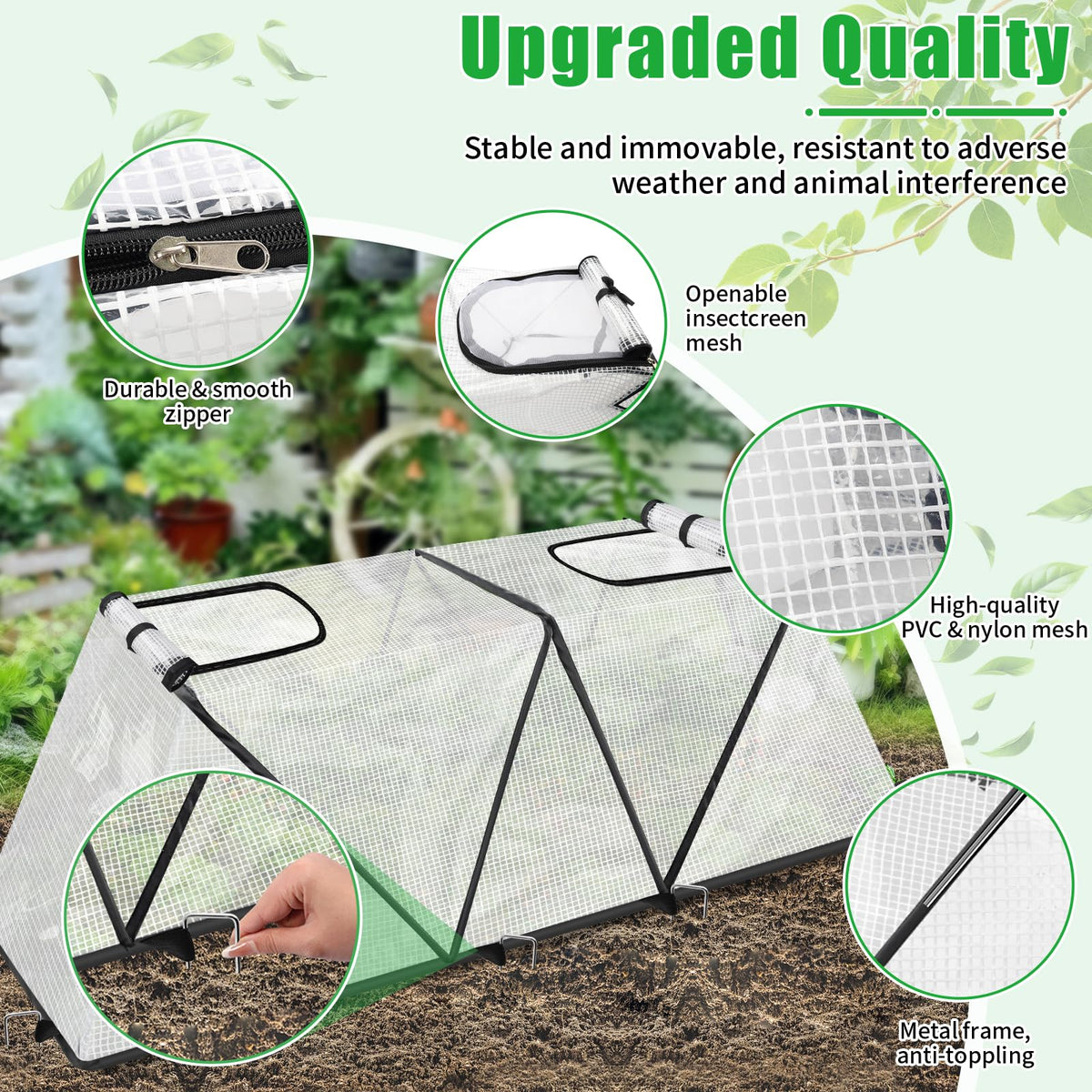 2 Pack Foldable Plant Covers Freeze Protection, Two Dual Layer Skylights