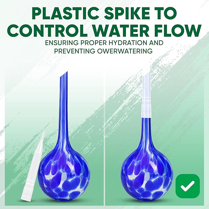 Mission Gallery Plant Watering Globes Set of 4 - Large Self Watering Globes for Indoor & Outdoor Plants - Multicolored, Automatic, Glass Watering Bulbs for Daily Use, Plant Watering Devices