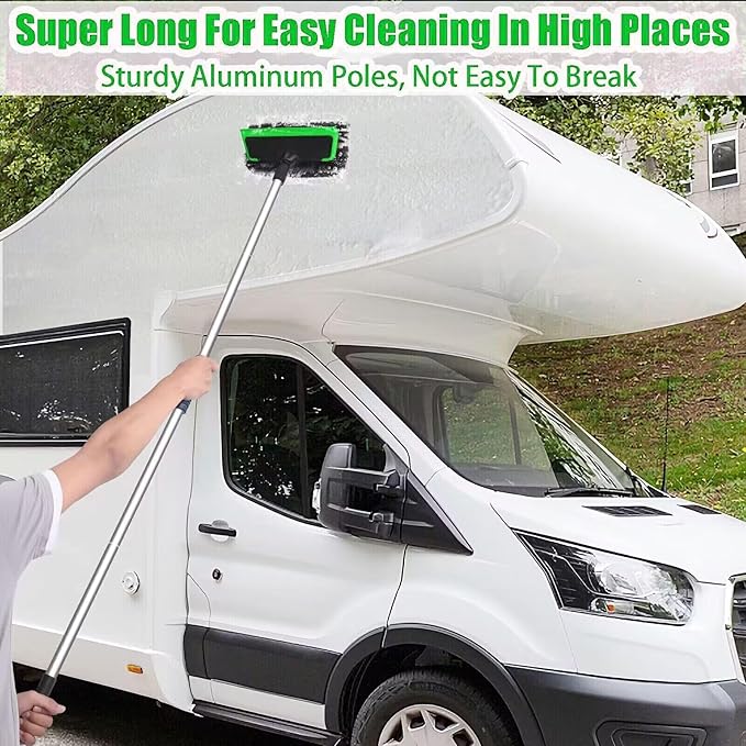 62'' Car Wash Brush with Long Handle, Scratch-Free Soft Bristles Sturdy Car Wash Mop, Complete Cleaning Brush Kit Wash Mitt Towel Windshield Squeegee Wheel Tire Brush for Car Truck RV Green