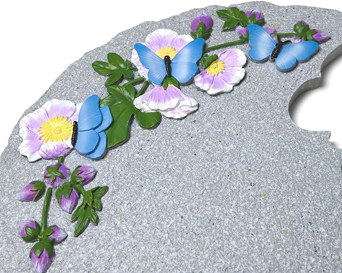 Let's Make Memories Personalized Garden Décor - Custom Garden Stone - Indoor/Outdoor - for Mom or Grandma - for Her - Engraved - Durable Resin - Butterfly Stone