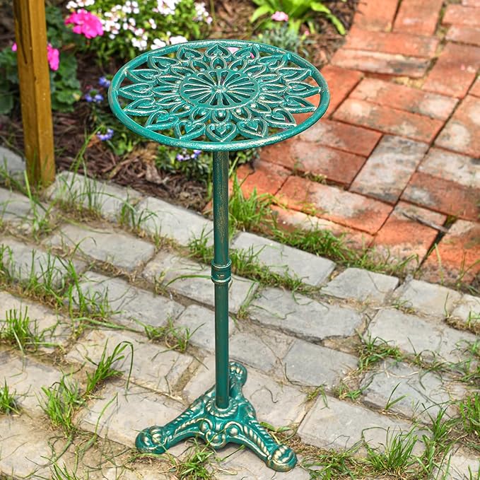 Sungmor Heavy Duty Cast Iron Potted Plant Stand, 24.2" Tall Metal Plant Stand, Vintage & Rustic Style Flower Stand Indoor Outdoor Garden Table, Decorative Flower Pot Holder for Balcony Patio