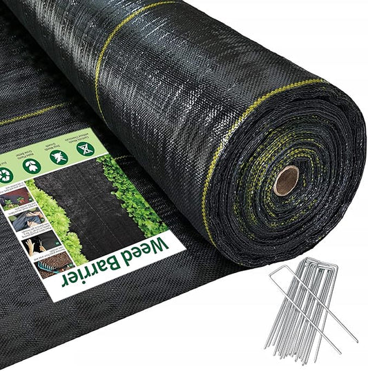 Sunocity 3ft x300ft Black Weed Barrier Landscape Premium Fabric-Heavy Duty Woven Ground Cloth with Superior Permeability Weed Control Convenient Design