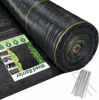 Sunocity 8ft x100ft Black Weed Barrier Landscape Premium Fabric-Heavy Duty Woven Ground Cloth with Superior Permeability Weed Control Convenient Design