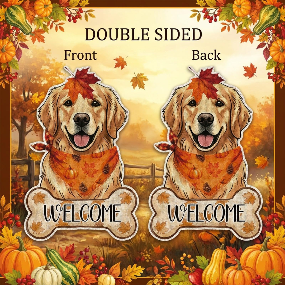 Fall Golden Retriever Decor Outdoor - Golden Retriever Fall Dog Decor Double Sided Garden Flag Outside Vertical Autumn Holiday Welcome Yard Decoration Lawn Outdoor Decor