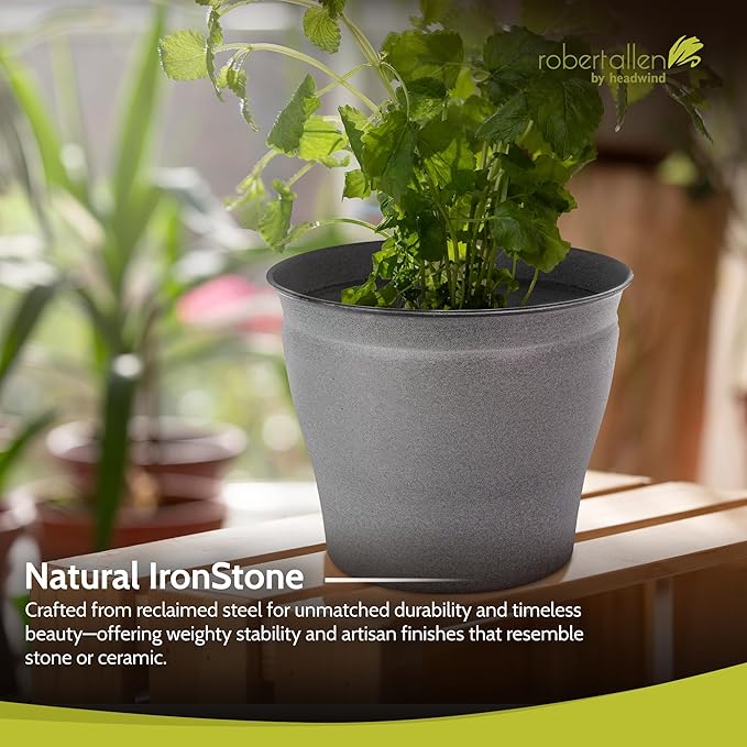 Headwind Natural Ironstone Timberline Collection - 10" Slate Grey Decorative Planter for Outdoor Pots for Plants – Modern Indoor Plant Pots, Large & Small Planters for Indoor Plants by Robert Allen