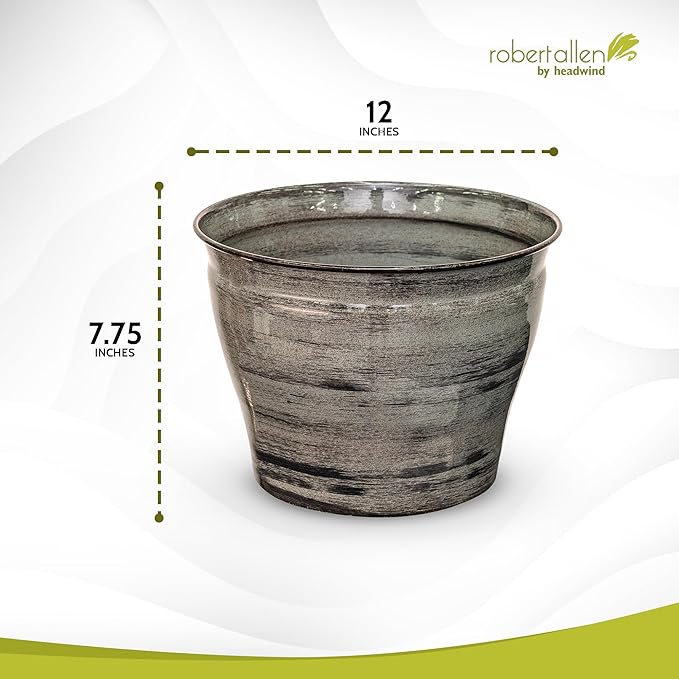 Headwind Glazed Ironstone Vanhorne Collection – 12" Luna Brown Decorative Plant Pot – Lightweight & Triple Coated w/Drainage Flower Pots for Indoor Plants & Outdoor Planter Use by Robert Allen