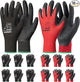 toolant Crinkle Latex Work Gloves Bulk, Rubber Coated Safety Work Gloves for Men and Women, 12 Pairs for Construction, Gardening, Warehouse (Black & Red, Medium)