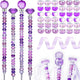 119 Pcs Garden Stake DIY Fairy Wand Plant Stake with Purple Large Hole Beads Crystal Diamond Stopper Top 4 Stainless Steel Threaded Rod Beaded Garden Stakes for Outdoor Indoor Yard Patio Decorations