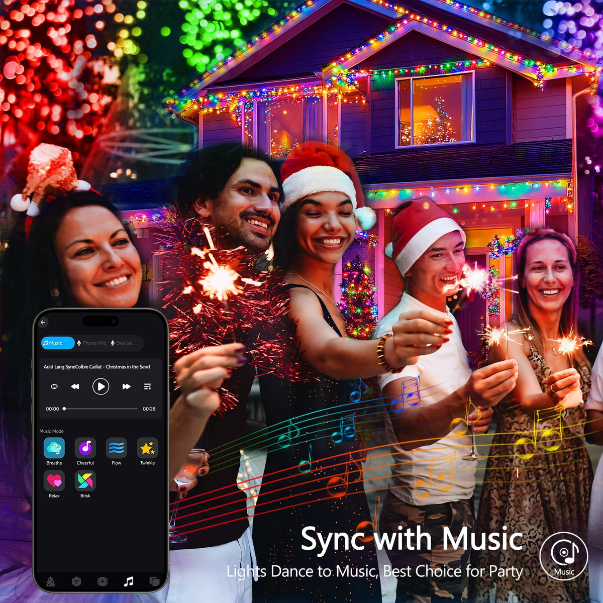 JMEXSUSS Connectable 33ft 100 LED Color Changing String Lights for Bedroom