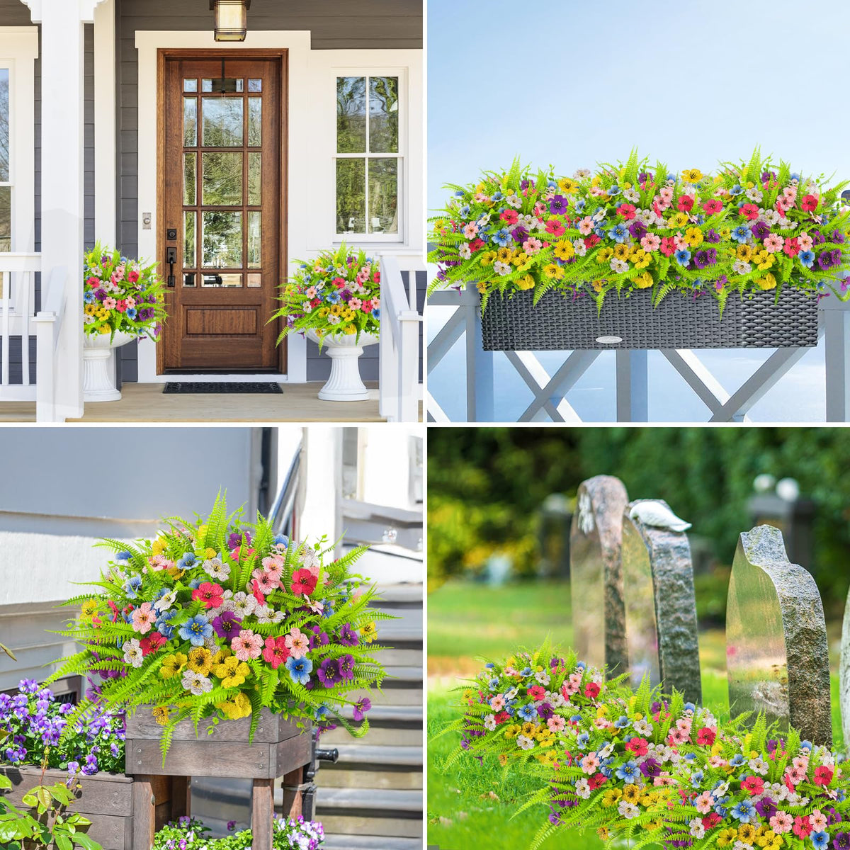 ATTGREAT Artificial Flowers Outdoors UV Resistant, 12 Bundle(Multicolor)