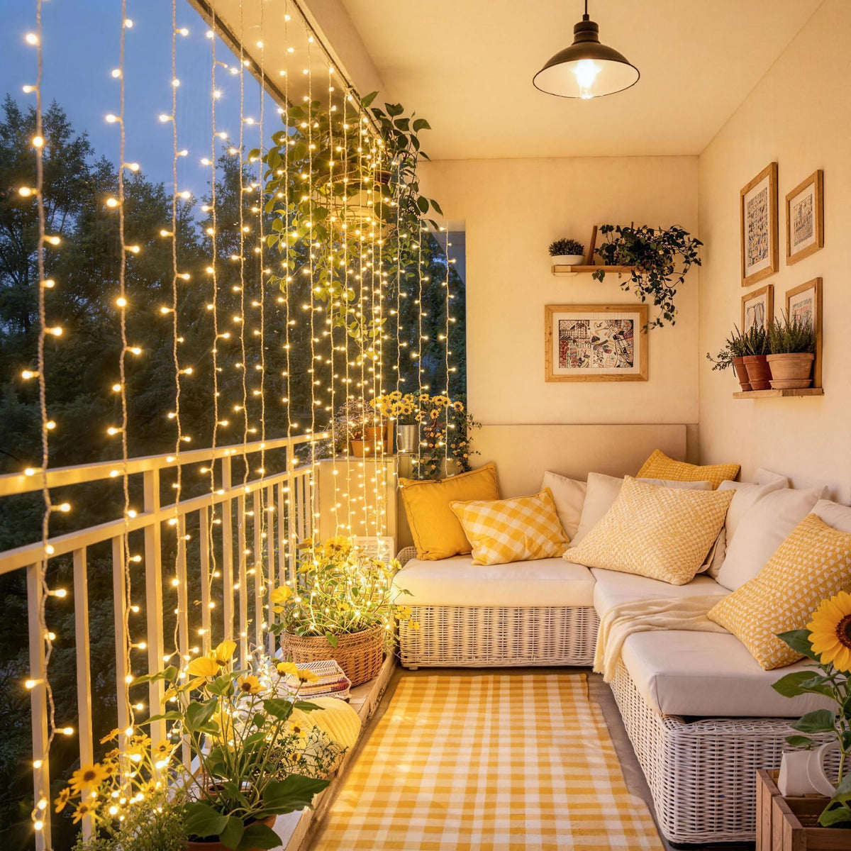 JMEXSUSS USB Plug in Curtain Lights 200 LED with 8 Modes, 6.5ftx6.5ft