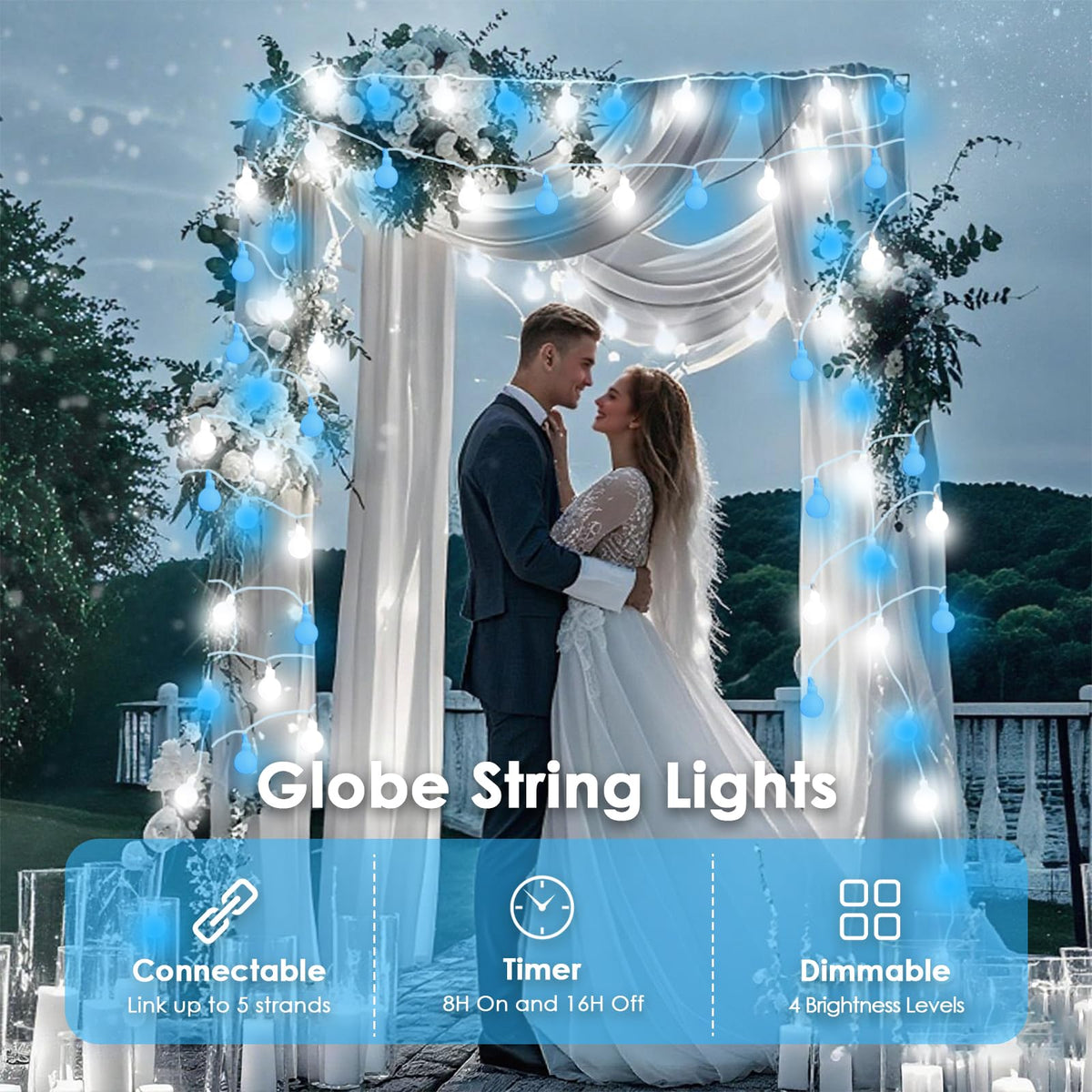 Connectable 43FT 100LED Globe String Lights Indoor, Classroom Lights