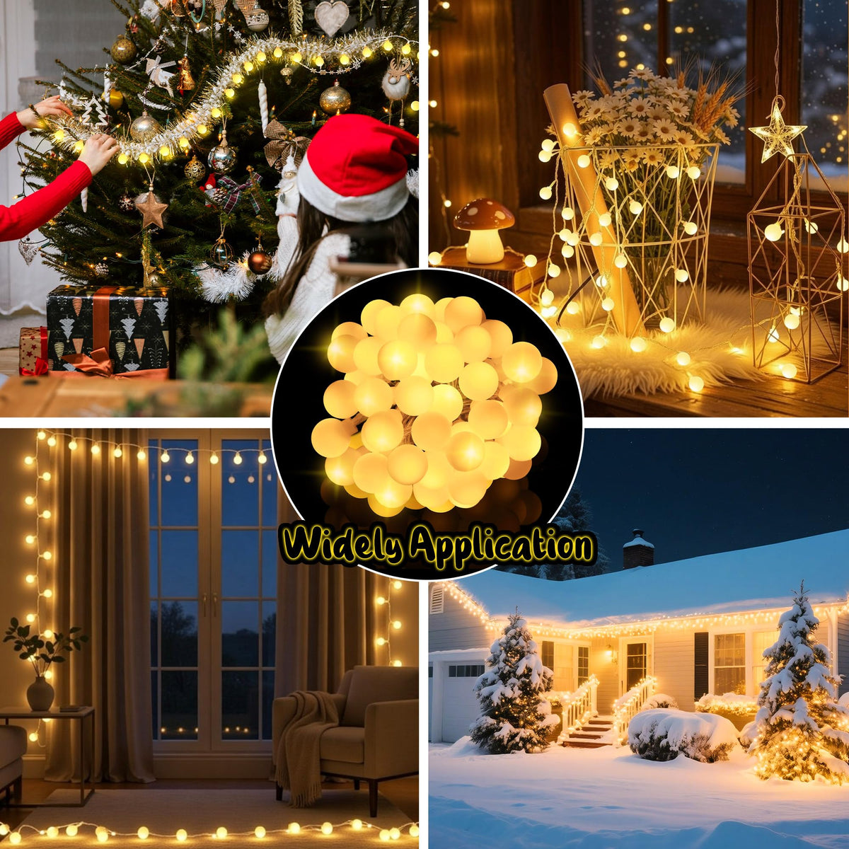 Enhon 50 LED Battery Operated Globe String Lights, with Timer, 8 Modes