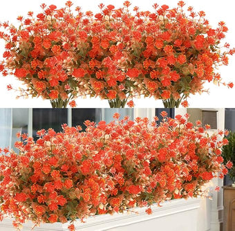 ArtBloom 24 Bundles Artificial Fall Flowers No Fade Faux Autumn Plants, Fake Indoor Outdoor Greenery for Thanksgiving Christmas Wedding Party Home Garden Fireplace Décor (Tangerine)