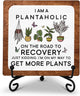 Plantahloc Table Sign For Garden, Funny 5x5 Inch Decor Plaque, Farewell Office Gift For Plant Lady Plant Lover Plant Mom Plant Lover, Wood Plaque For Greenhouse Garden Farmhouse Decor Wood Sign B(20)