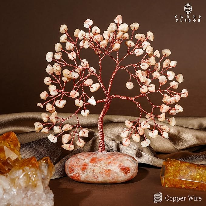 Sun Stone Crystal Tree of Life Office Decor Gifts for Women, Handmade Home Decoration Bonsai Feng Shui Trees for Positive Energy, Good Luck, Money, Meditation, Reiki Healing, Birthday Gifts