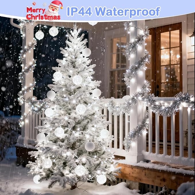 Decute 300Led 99FT Silver Wire Christmas Fairy String Lights Dimmable with Remote Control Starry Lights with UL Cerficated Decorative for Party Wedding Bedroom Christmas Tree Cool White