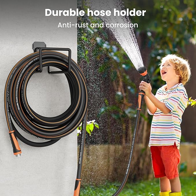 Giraffe Tools Garden Hose 50ft x 5/8", Water Hose Heavy Duty, Flexible with Hose Splitter, Nozzle and Yard Sprinkler, Lightweight Hybrid Hose with Swivel Handle, Male to Female Fittings, Burst 600 PSI