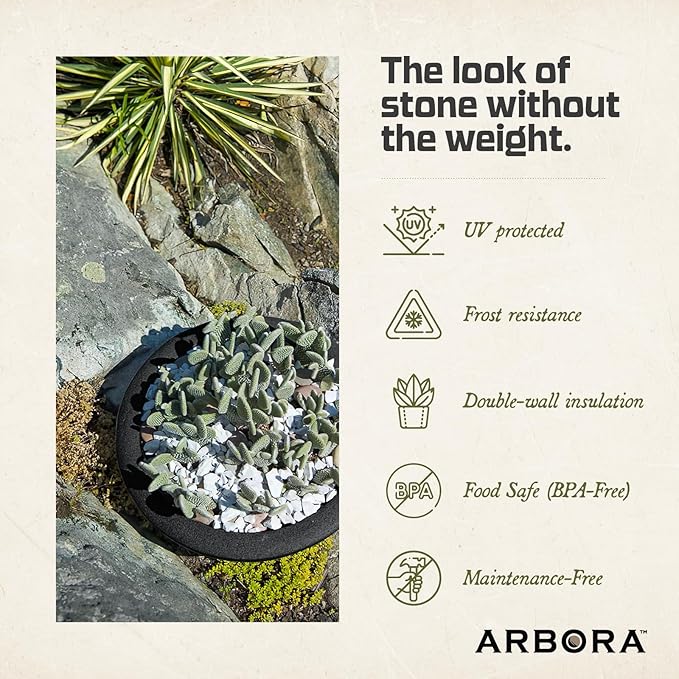 ARBORA 21" Santorini Bowl Polyresin Indoor and Outdoor Planter with Classic Black Finish - Durable, Weatherproof, Lightweight, Large Plant Pot for Patio, Garden, Deck, Entryway