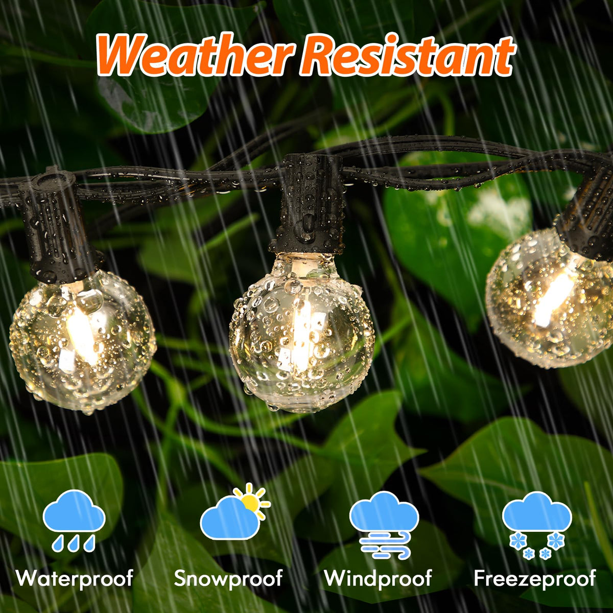 25FT LED Outdoor String Lights with Dimmable 3 Color Lights with Remote