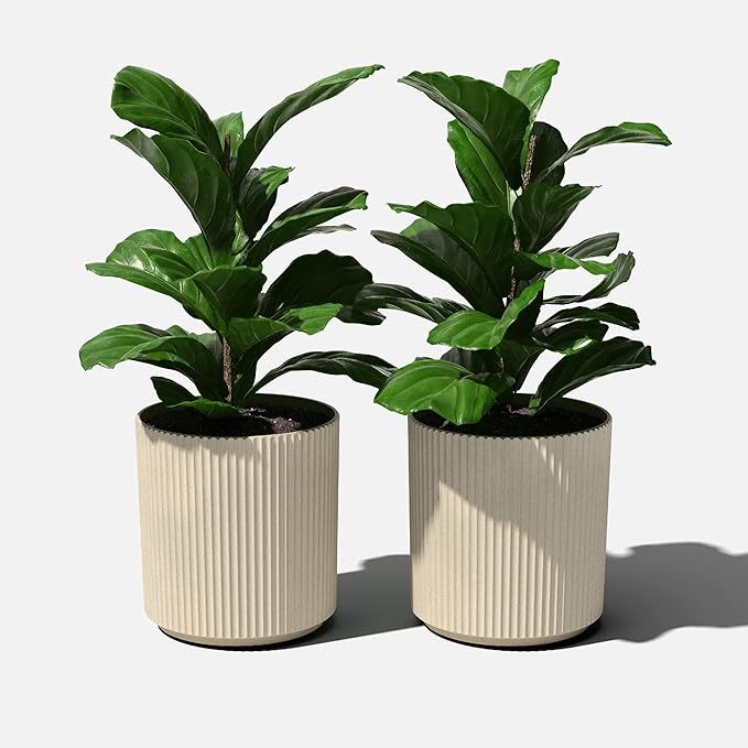 Veradek Demi Planter for Indoor/Outdoor Use | Made from Plastic & Concrete w/Drainage Holes | Modern Décor for Trees, Tall Plants, Flowers