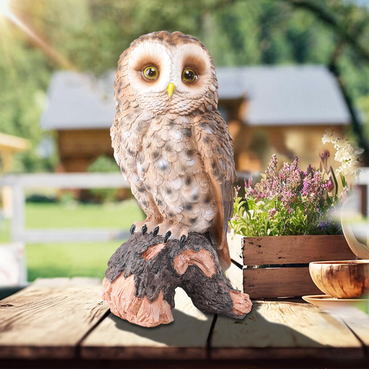 Owl Statue Outdoor, Resin Owl Garden Statues Owls Figurines Yard Decoration