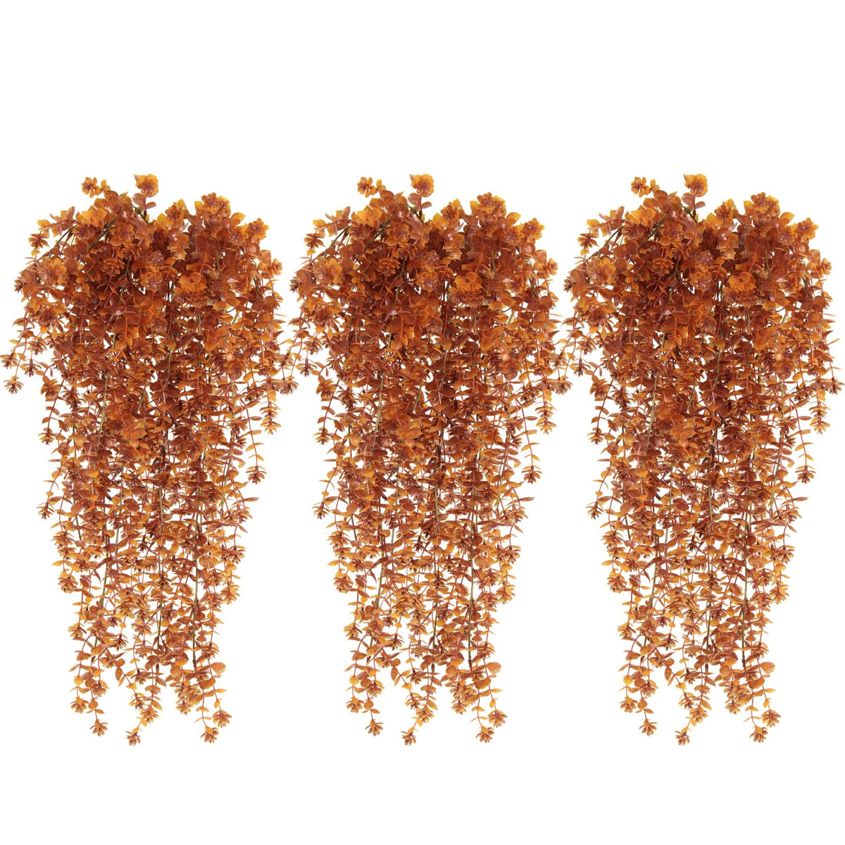 RECUTMS Fall Flower Artificial Brown Hanging Plant Outdoor Autumn Decor 3Pc