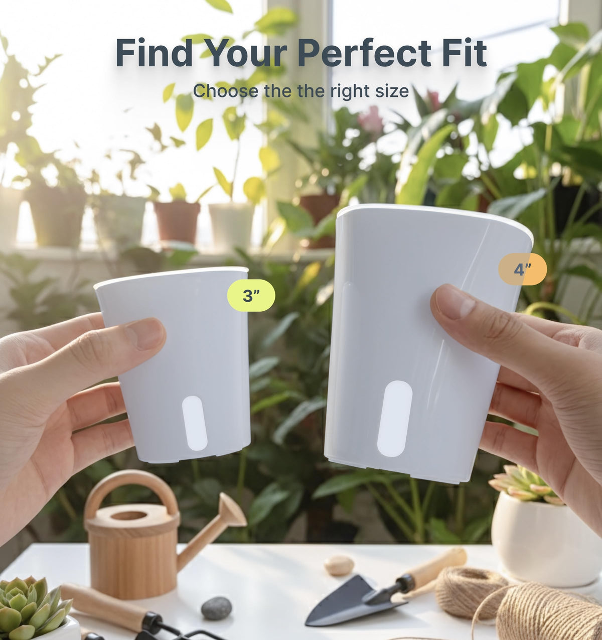 Vandorelle 8 Pack 4" Self Watering Pots for Indoor Plants, Clear Inner Cup, Small Blue Grey Plastic Planters, Water Level Indicator, Drainage Holes,Extra 3ft Wick, Cutting,Seedling,Herb,African Violet