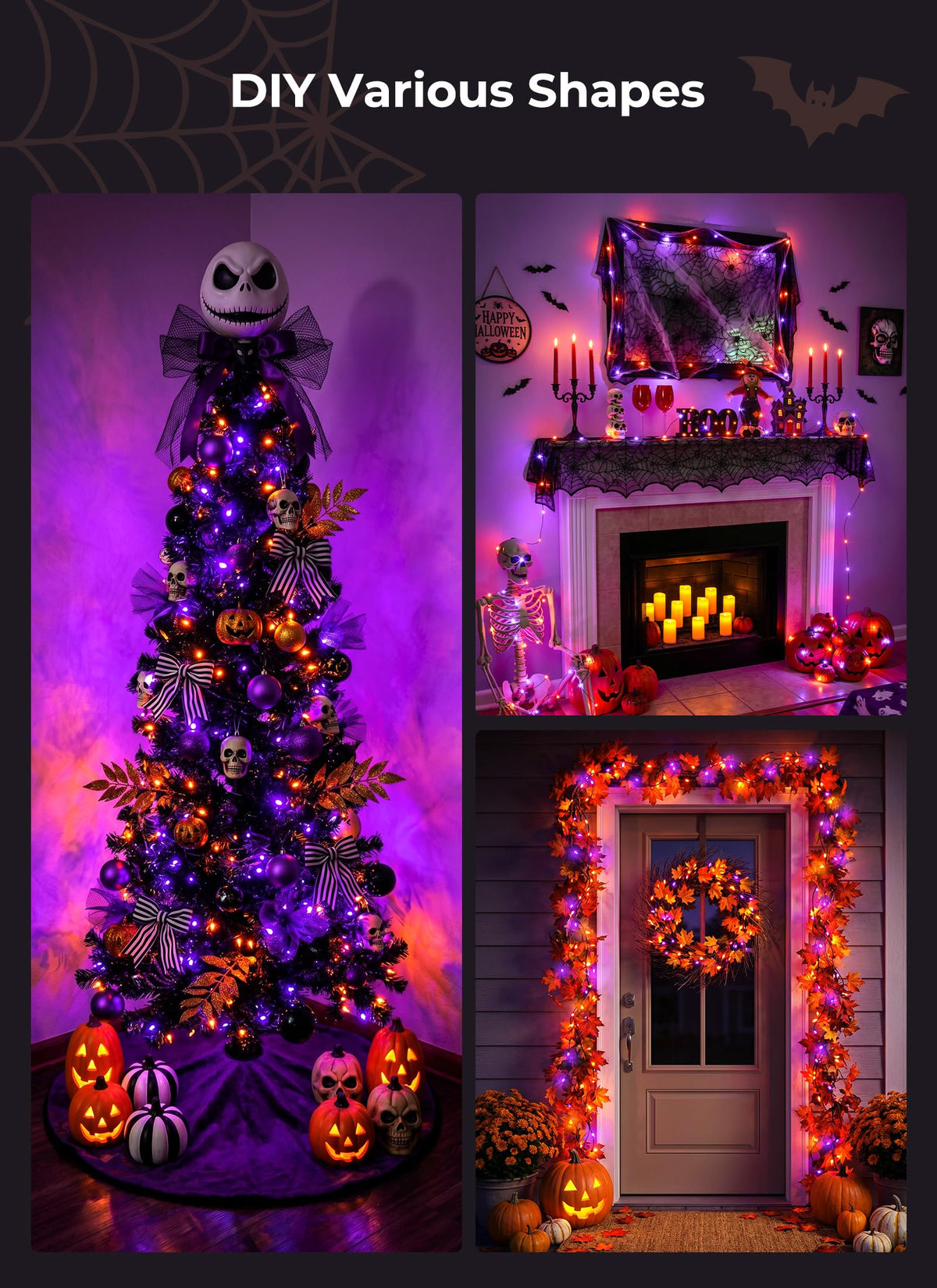 Minetom Halloween Fairy Lights Plug in, 33ft 100LED Twinkle String Lights