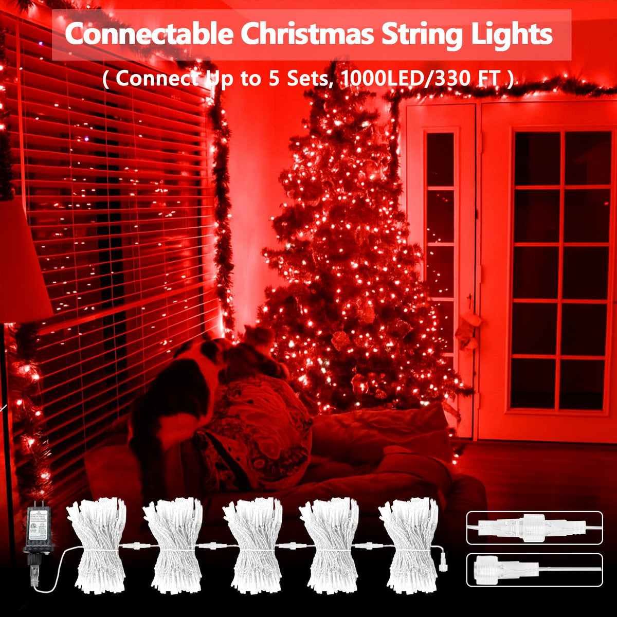 200 LED Connectable String Lights, 66FT Christmas Lights Outdoor Indoor