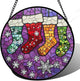 Stained Glass Window Hanging - Christmas Stockings Suncatcher for Doors Home Christmas Decoration Winter Sun Catcher Thanksgiving New Year Birthday Gifts for Women Men Mom Nana Girl 6.3 in