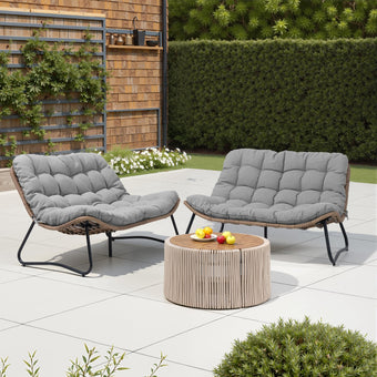 Crestlive Outdoor Loveseat, Patio Conversation Set (2PCS Dark Gray)