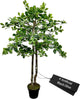 Cypress & Alabaster Handmade 4ft Italian Black Olive Leaf Artificial Tree with Ethically Sourced Real Wood Trunks, Hypoallergenic, 4-Foot, Green