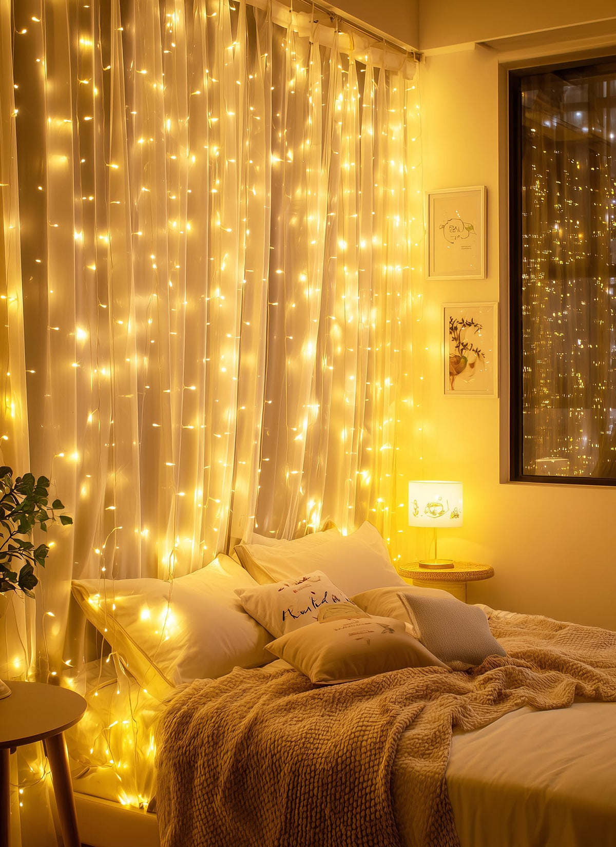 Brightown 2 Pack 300 LED Fairy Curtain Lights, 9.8ft x 9.8ft String Lights
