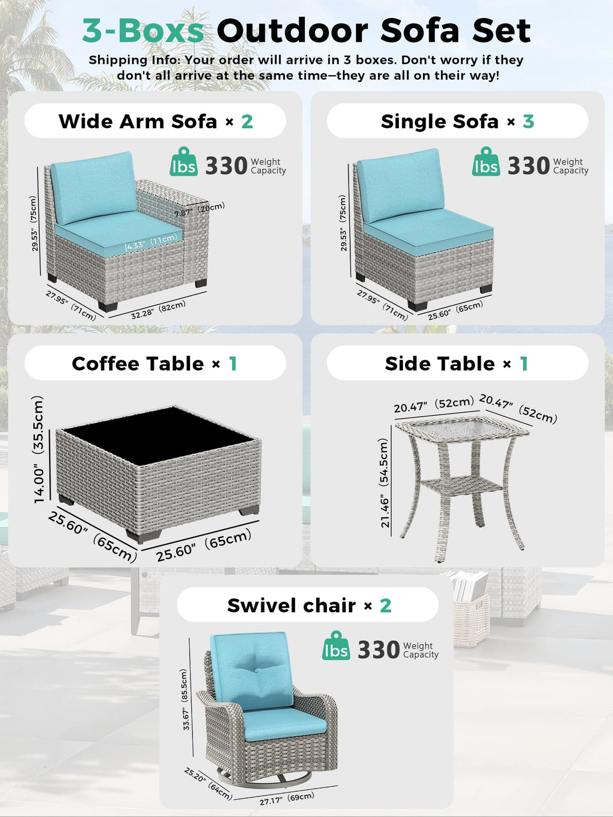 9 Piece Outdoor Wicker Patio Furniture Set with Swivel Chairs
