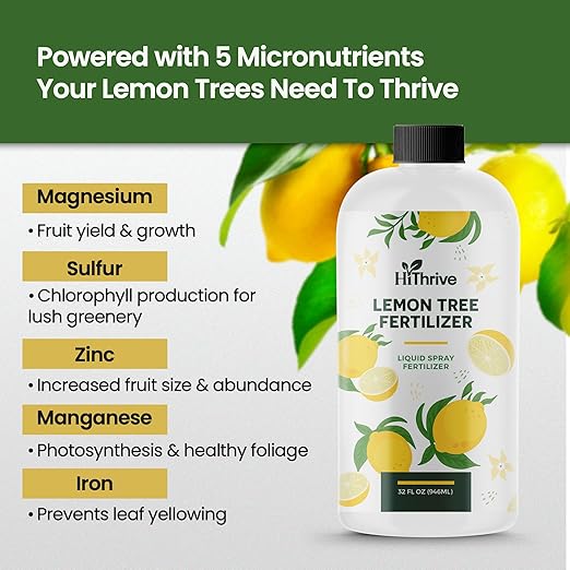 32oz Lemon Tree Fertilizer - Makes 32 Gallons of 2-in-1 Liquid Fertilizer, 4-3-6 NPK Liquid Plant Food with Macronutrients + Micronutrients for Lush Growth, Stronger Roots, and Juicy Lemons