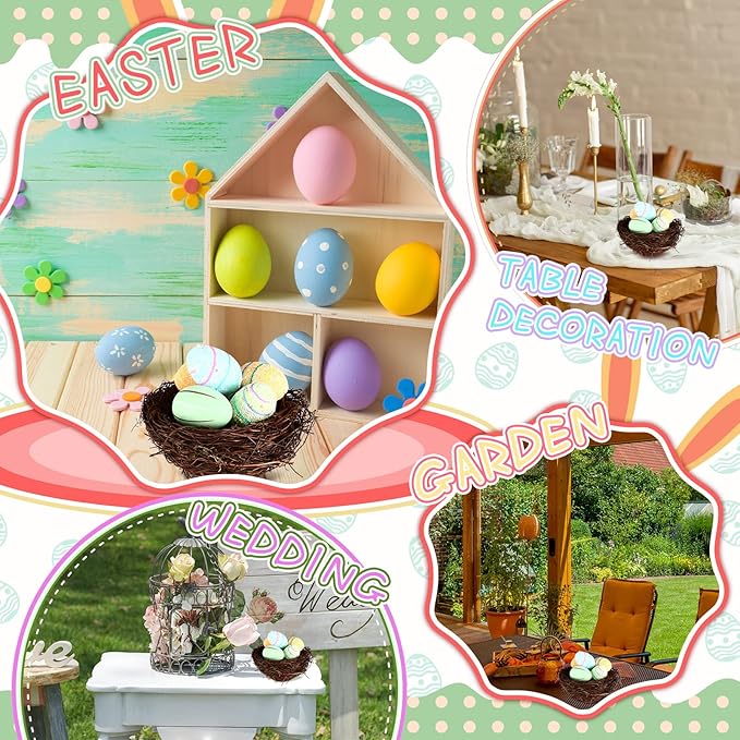 Therwen 10 Pcs Easter Artificial Bird Nest Crafts Birdhouse Nest Natural Rattan Nests for Easter Decor Home Party Wedding Patio Garden Yard Succulent Planter Moss Landscape DIY Terrarium (5.9 Inch)