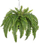 Hollyone 33" Artificial Boston Fern Hanging Basket Large 39 Leaves Fake Ferns in Rattan Pot Greenery Plants for Outdoors & Indoor Faux Fern Bush Basket Plant Patio Garden Home Decor Green