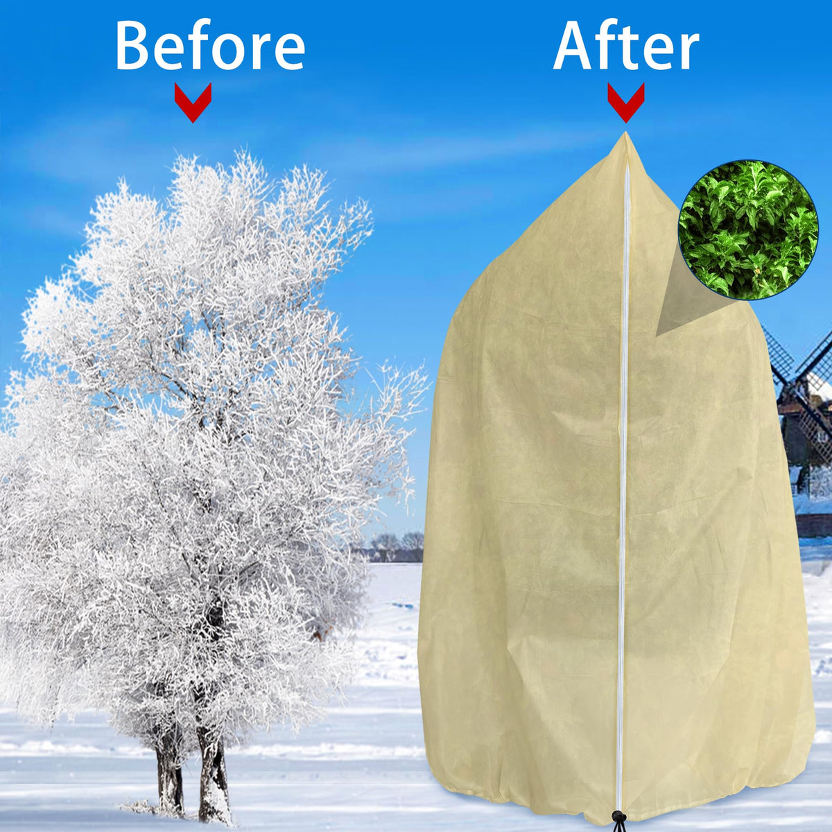 2 Pack Large Plant Covers Freeze Protection,94" x 79" Winter Frost Blankets