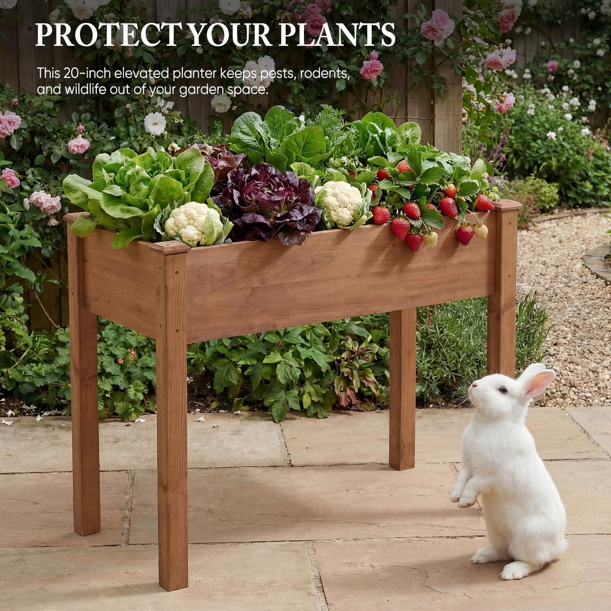 DUMOS 34x18x30 Inch Raised Garden Bed, Elevated Wood Planter Box with Legs