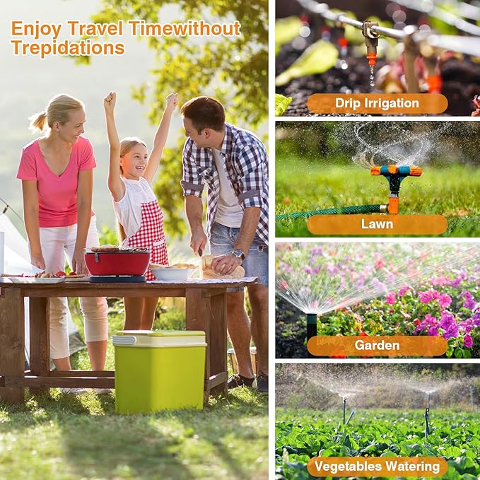 WiFi Water Timer for Garden Hose with 984 ft Range,Smart 2- Zone Sprinkler Timer, APP & Remote Control, Voice Control,Rain Delay, Manual Mode Sprinkler System, Lawn Sprinklers for Yard Large Area