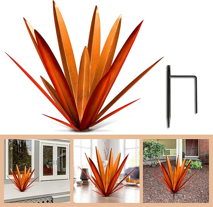 Homight Metal Tequila Country Sculpture DIY Tequila Plant Home Decor Country Tequila Garden Ornament Indoor Outdoor Statue Patio Lawn Patio Stake Decoration Gift to The Garden