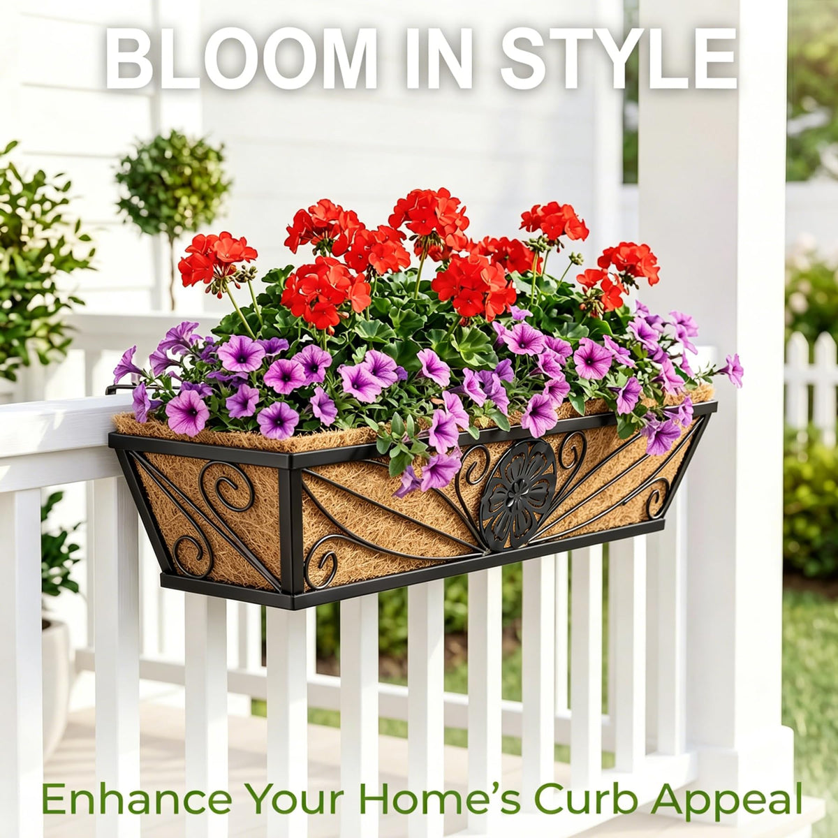 MUYEZHIYU 4 Pack 24 Inch Railing Planter Boxes