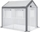 Outsunny 8' x 6' x 7.5' Walk-in Greenhouse, Outdoor Gardening Canopy with 6 Roll-up Windows, 2 Zippered Doors & Weather Cover, White