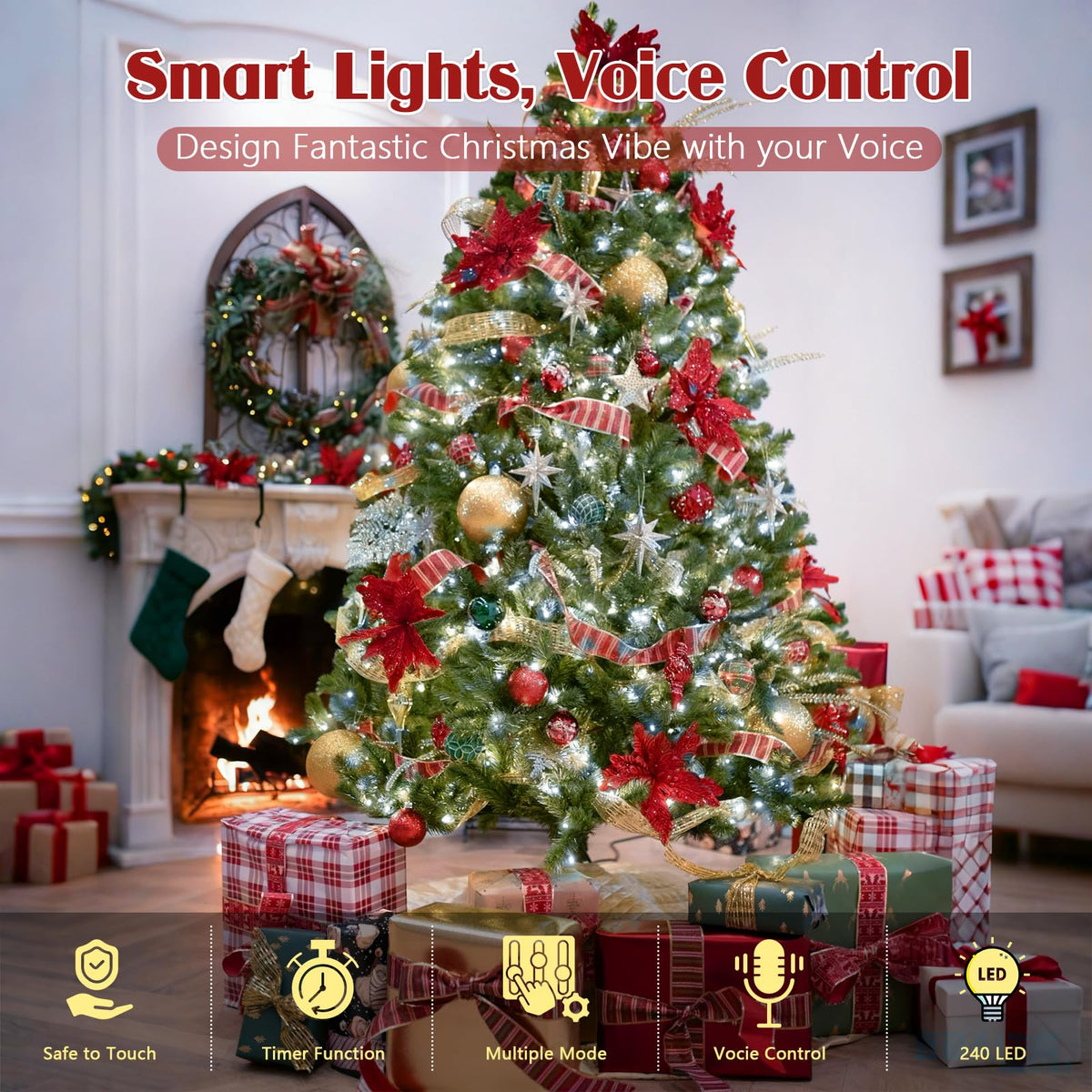 2026 New Voice Control Connectable 88FT 240LED String Lights Indoor Outdoor Clear Wire Twinkle Fairy Light Plug in with Timer for Bedroom Classroom Wedding Tree Patio Decor