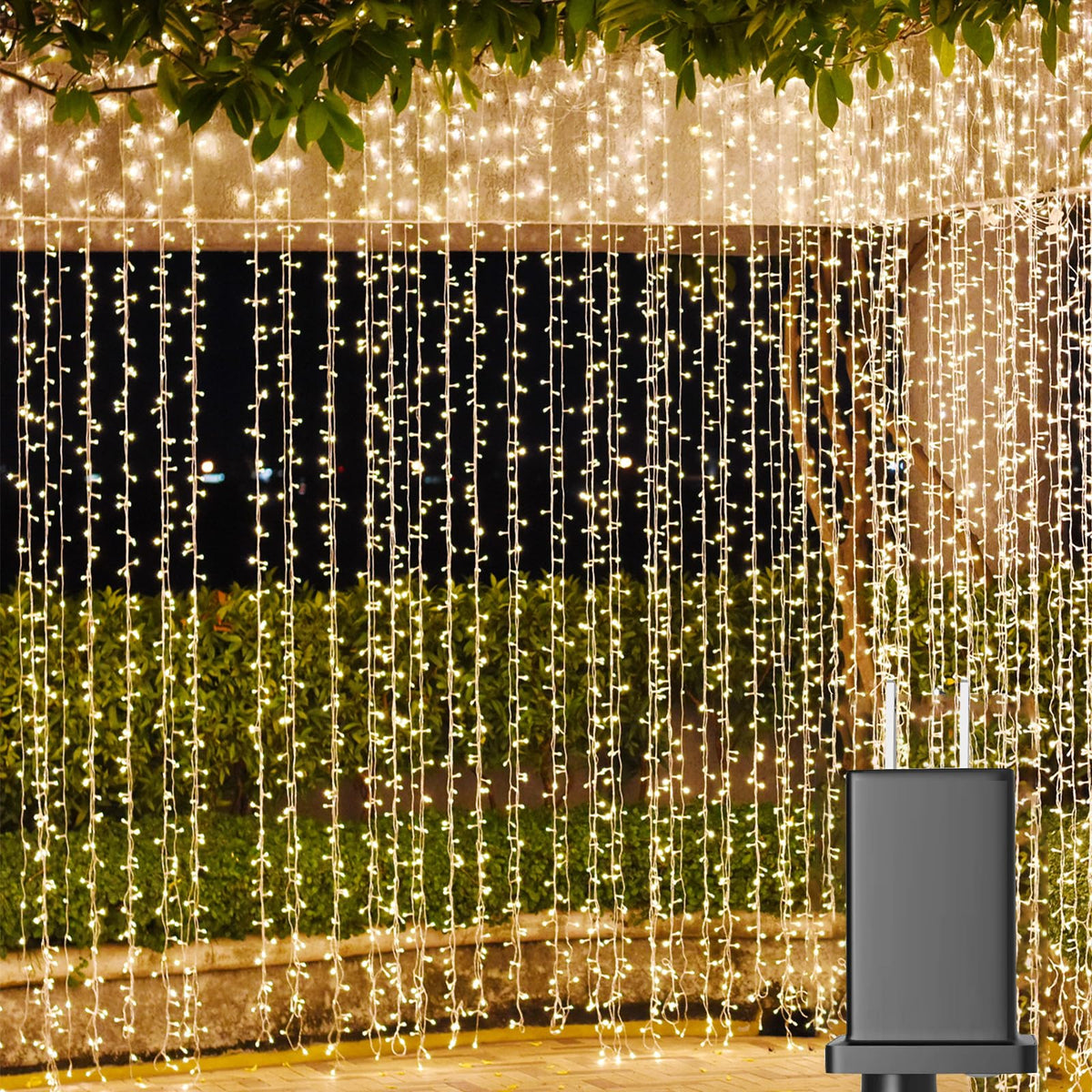 Solhice LED Curtain Lights Outdoor 50ft x10ft, 1000 LED Plug in Hanging String Lights Indoor Bedroom, Twinkle Light Backdrop for Outside Wedding Decor, Warm White (Not Connectable)