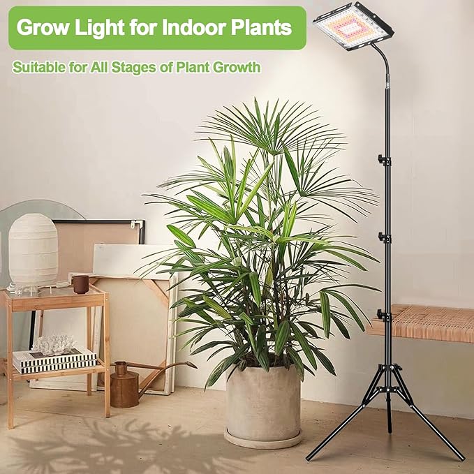 LBW Stand Grow Lights for Indoor Plants, Full Spectrum 96 LEDs Plant Grow Light, Upgraded Floor Grow Lamp with Adjustable Tripod Stand 21-68in, On/Off Switch,Ideal for Tall Large Houseplant Growing