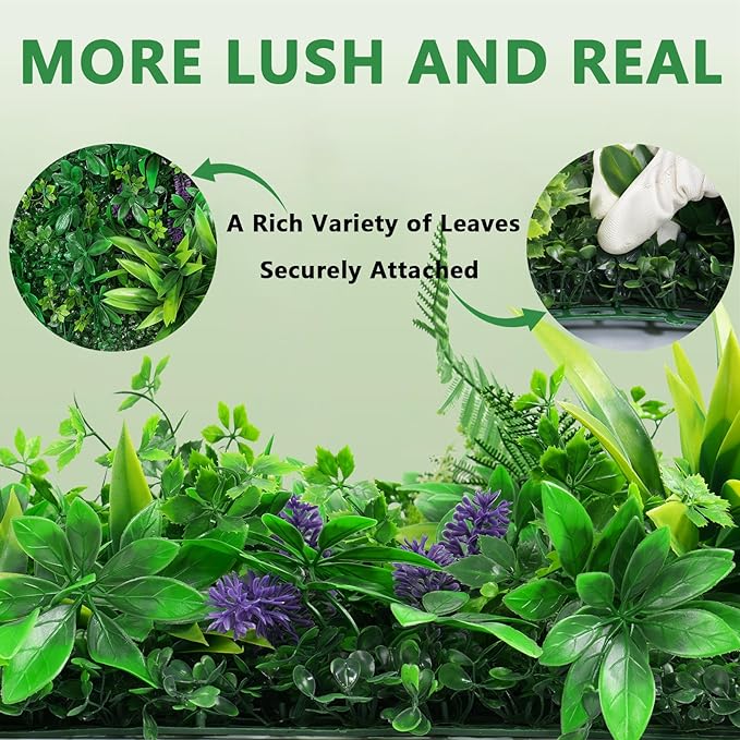 Yangrass 16pcs 20''x20'' Grass Wall Panels, Artificial Hedge Panels Greenery Wall, UV Protected Faux Grass Backdrop Privacy Fence Screen, Greenery Wall for Outdoor Indoor Garden Birthday Wedding Decor