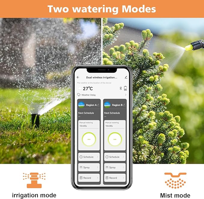 Smart WiFi Water Timer for Garden Hose - 2 Zone Sprinkler Timer with WiFi Hub - Hose Timers for Watering with Rain Delay - Irrigation Sprinkler Controller for Garden Lawns - Works with Alexa
