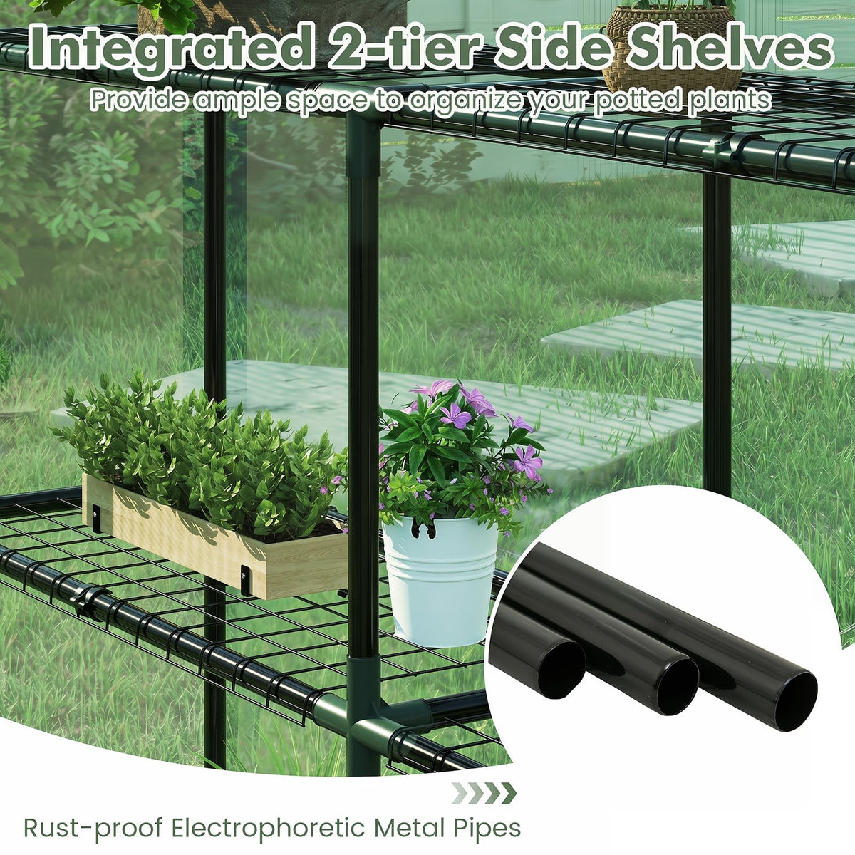 Happygrill Greenhouses for Outdoors, Portable Greenhouse with PE Cover
